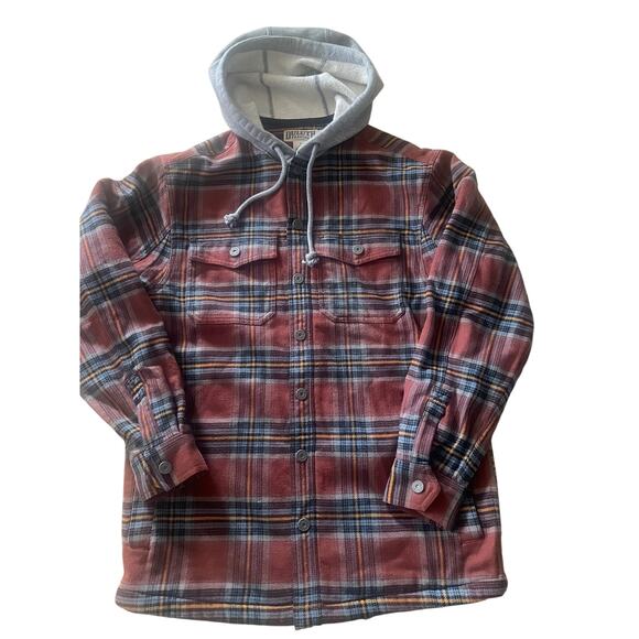 Mens Duluth Trading Flapjack Relaxed Fit Hooded Shirt Jac Jacket Coat Small - Picture 1 of 5
